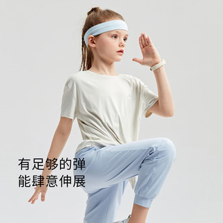 SWIFT女童运动T恤2024夏季儿童弹力短袖上衣 雪梨白 110cm