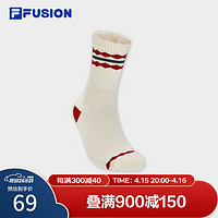 FILA 斐乐 FUSION斐乐潮牌款高腰袜2024春季运动袜圣诞长筒袜 苡米色-BG M