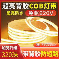 KaQiLuo 卡奇洛 超亮cob灯带LED家用高压220V客厅自粘吊顶工程户外防水线性软灯条