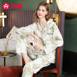 fenteng芬腾睡衣女秋冬纯棉温柔花朵舒适翻领开衫女士睡衣家居服q9j2