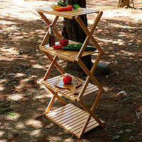 乐往 Tomount精致露营系列户外露营便携实木多层置物架出游野餐