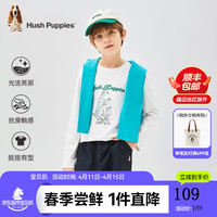 暇步士（Hush Puppies）童装儿童男女童2024春季长袖圆领衫青春活力休闲百搭 本白 150cm