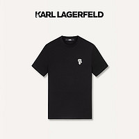 Karl Lagerfeld卡尔拉格斐2024春logo钉珠休闲T恤老佛爷241N1712 黑色 46