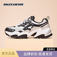 百亿补贴：SKECHERS 斯凯奇 女鞋秋季新款运动鞋舒适时尚潮流厚底增高老爹鞋896115-BKW