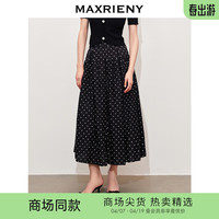 MAXRIENY【黑白优雅主义-】法式复古风情波点半裙A字裙子 黑白波点 01/34/S
