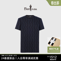 比音勒芬(Biemlfdlkk)【活力棉】比音勒芬2024夏季时尚个性字母印花圆领短袖T恤男 07黑色 110/XL