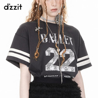 d'zzit地素 蕾丝绣花 黑色 S 女士T恤
