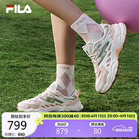 FILA 斐乐女鞋老爹鞋运动鞋2024夏蕨草鞋休闲鞋 初雪白/桃粉色-PC 36