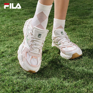 FILA 斐乐女鞋老爹鞋运动鞋2024夏蕨草鞋休闲鞋 初雪白/桃粉色-PC 36