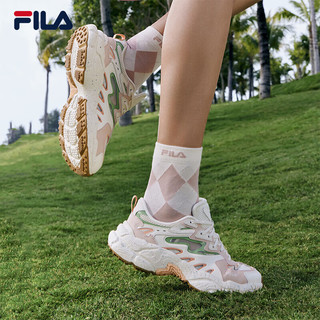 FILA 斐乐女鞋老爹鞋运动鞋2024夏蕨草鞋休闲鞋 初雪白/桃粉色-PC 36