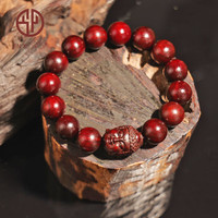 今夕印度小叶紫檀手串佛珠念珠檀香紫檀木把件男士手链15mm