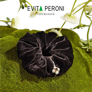 依慧达（Evita Peroni ）秋冬丝绒大肠发圈时髦复古仿珍珠皮筋头绳 珍珠款-摩卡棕