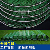 海陆丰鱼护钓鱼竞技网兜不锈钢涂胶万向渔护防挂速干黑坑渔具配件鱼具 军绿色 双圈33#*3米【送包】