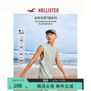 HOLLISTER 24春夏凉感无袖炫酷休闲圆领背心上衣男 KI324-4100 石板蓝 S (175/92A)