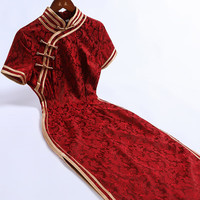 戚薇红色订婚旗袍年轻款敬酒服女夏季2024年气质高级感连衣裙   红色 M