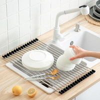 onlycook304不锈钢 厨房置物架水槽沥水架 可做锅垫餐具碗碟沥水架 黑色