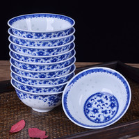 瑾鑫睿 景德镇青花瓷碗套装陶瓷家用吃饭碗釉下彩个性创意中式玲珑碗 单 个装