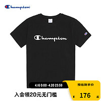 Champion 冠军 纯棉胶印草写logo运动短袖T恤