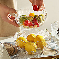 摩登主妇 ins风透明玻璃沙拉碗创意锤纹甜品碗描金三个装 透明描金沙拉碗3件套（大中小）