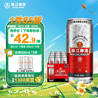 珠江啤酒 12度珠江原麦啤酒500mL12罐+比利时风味白啤500mL3罐