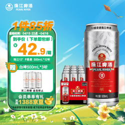 珠江啤酒 原麦啤酒  整箱装 500mL