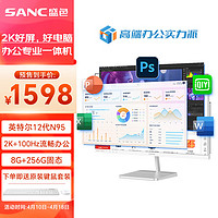 SANC盛色23.8英寸2K超清品牌一体机电脑  高配家用学习网课 企业办公 超薄微边 可壁挂一体式台式整机 W300流畅办公（N95 8G+256G）