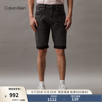 Calvin Klein Jeans24春夏男士潮流卷边脚口洗水锥形牛仔短裤J325335 1BY-牛仔黑 32