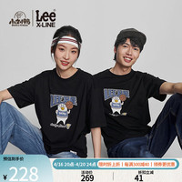 李 Lee【小刘鸭联名】24春夏舒适版圆领黑色男女同款短袖T恤潮流 黑色（尺码偏大，拍小一码） L