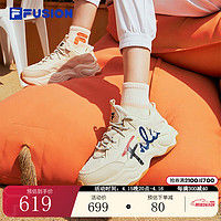 FILA FUSION斐乐潮牌女鞋BUBBLE泡泡鞋时尚百搭跑步鞋休闲鞋 米色-AG 37.5