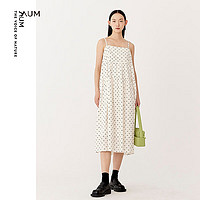 噢姆（AUM）【FaFa裙】24春季白色印花中长款宽松吊带连衣裙女 白色 S