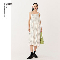 噢姆(AUM)【FaFa裙】24春季白色印花中长款宽松吊带连衣裙女 白色 S