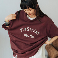 714STREET 夏季刺绣短袖t恤小众设计原创打底衫内搭运动情侣男女同款