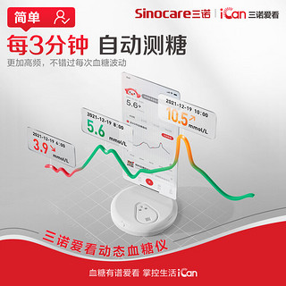 三诺爱看动态血糖仪免扎针免采血家用免校准15天持续血糖监测仪免扫描iCGM-S3 12盒装