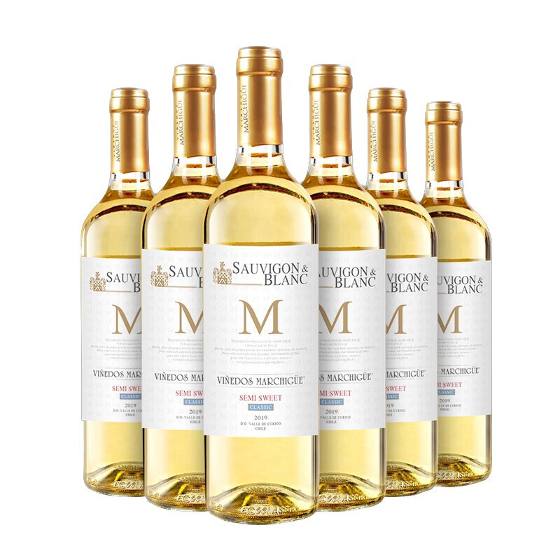 大M 智利原瓶长相思半甜白整箱礼盒装6支*750ml白葡萄酒一箱
