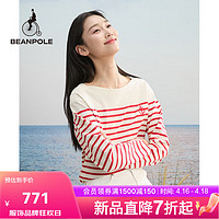 BEANPOLE 滨波 2024春夏新款情侣款男女同款航海系列条纹长袖T恤 红色 165/88A M