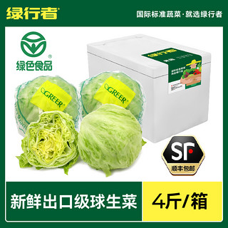 GREER 绿行者 球生菜圆形生菜汉堡用新鲜蔬菜沙拉色拉4斤装生吃包菜