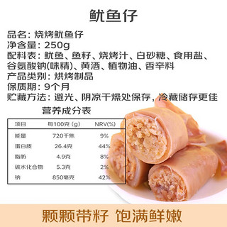 海边人 鱿鱼仔烧烤味 袋装 带籽海鲜即食休闲零食小吃碳烤墨鱼仔 250g