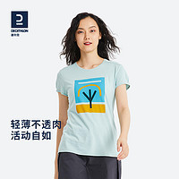 DECATHLON 迪卡侬 官方速干衣女短袖T恤户外运动大码跑步夏登山印花半袖ODT2