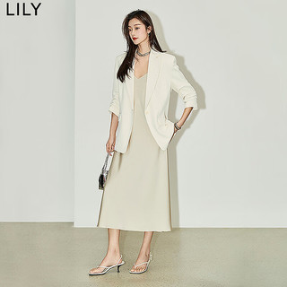 丽丽 LILY2024夏女装法式优雅浪漫气质可调节肩带长款吊带连衣裙女 703米色 M