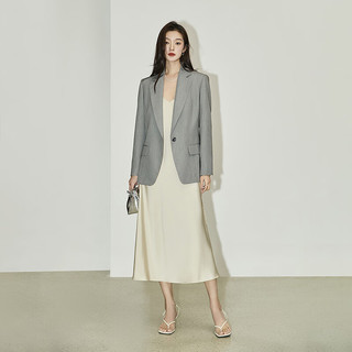 丽丽 LILY2024夏女装法式优雅浪漫气质可调节肩带长款吊带连衣裙女 703米色 M
