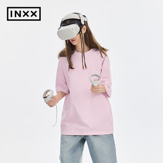 英克斯（inxx）APYD 防晒速干凉感抗菌短袖男女同款宽松休闲哥特字体T恤 粉色 XL
