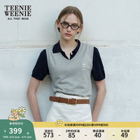 Teenie Weenie【桑蚕丝混纺】小熊针织马甲背心女2024年夏季针织马甲背心 灰色 170/L