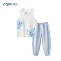                                                                                 aqpa婴儿背心内衣套装夏季纯棉宝宝衣服薄款分体无袖长裤 小怪兽 140cm
