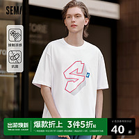 Semir 森马 短袖T恤男夏季凉感抗菌宽松上衣不规则印花情侣装时尚中性风