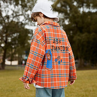 ASK junior 男童衬衫2024春装儿童衬衫长袖格纹舒适纯棉衬衣外套