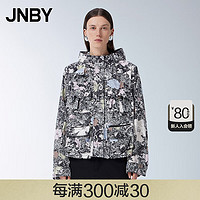 JNBY24夏夹克印花宽松连帽5O4614010 098/黑灰系组合 L