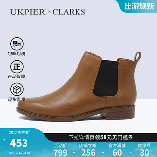 Clarks 其乐 女鞋春秋新款短靴切尔西靴小方跟圆头踝靴Taylor Shine