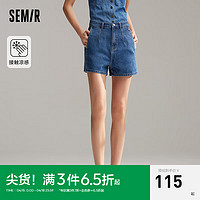 森马（Semir）牛仔裤女小个子显瘦显腿长2024夏季凉感短裤复古ins潮流 牛仔深蓝88301 26