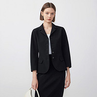 朗姿 三醋酸高级感气质黑色西服外套女2024年春高级感气质西装
