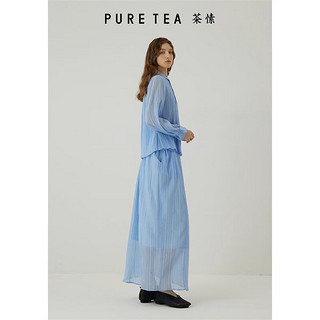 茶·愫【柟柏系列】puretea茶愫柳叶褶半身裙女中长裙桑蚕丝2024春 苔绿 S